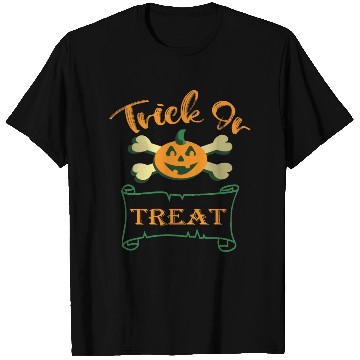 Discover Trick or treat crossbones Halloween pumpkin T Shirts