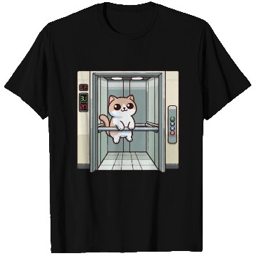 Discover Cat Using Elevator T Shirts