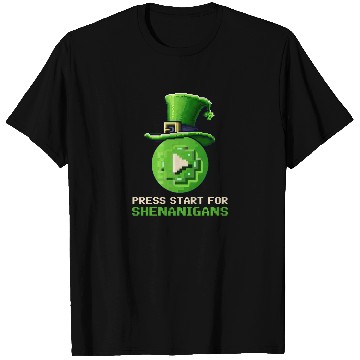 Discover St. Patricks Day Gaming Press Start for Shenanigan T Shirts