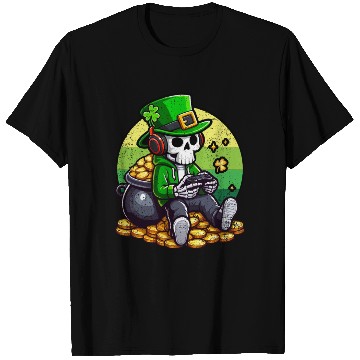 Discover SKELETON IRISH GAMER ST PATRICKS DAY T Shirts