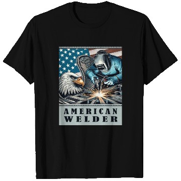 Discover American Welder USA Flag Eagle Weld T Shirts