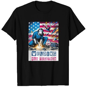 Discover Welding USA Togehter Eagle USA Flag T Shirts