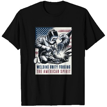 Discover Welding Unity Forging The American Spirit USA Flag T Shirts