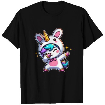 Discover Cute Kawaii Dabbing Unicorn Wearing Easter Bunny T Shirts