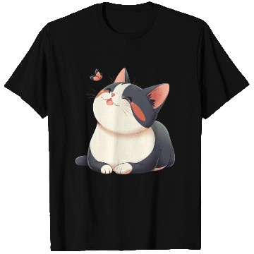 Discover Kawaii Cat and Butterfly T Shirts