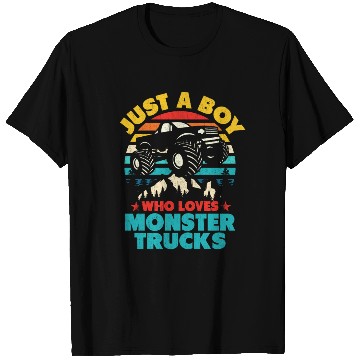 Discover Just A Boy Who Loves Monster Trucks Toddler Kids T Shirts