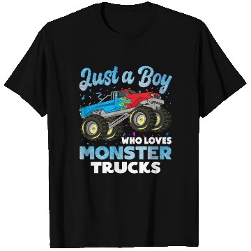 Discover Just A Boy Who Loves Monster Trucks Toddler Kids T Shirts