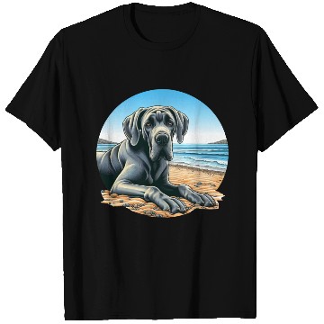 Discover Great Dane On The Beach Drawing T Shirts