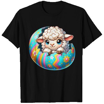 Discover Colorful Lamb Hatching from Easter Egg Cartoon T Shirts