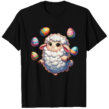 Discover Colorful Easter Egg Juggling Lamb Cartoon T Shirts