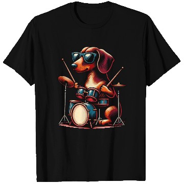 Discover Dachshund Drummer Wiener Dog Design T Shirts