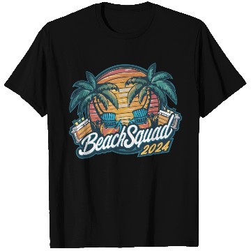 Discover Beach Squad 2024 Tropical Sunset and Palm Trees T Shirts