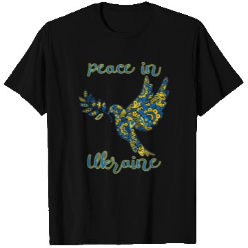 Discover Dove of peace in Ukraine drawing in national color T Shirts
