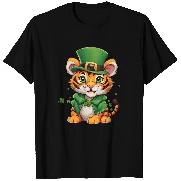 Discover St. Patrick's Tiger Charm: Vibrant Green Shamrock T Shirts