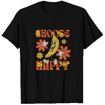 Discover Choose Happy Retro Banana Mascot T Shirts