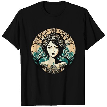 Discover Woman And Nature - Graphic Portrait T Shirts