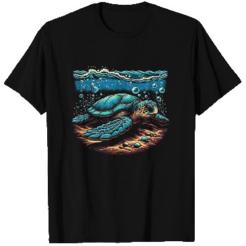 Discover turtle swimming on the seabed T Shirts