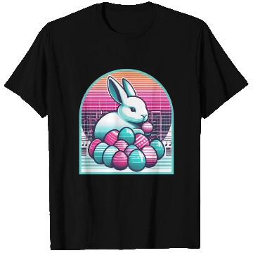 Discover Synthwave Easter Bunny with Eggs T Shirts