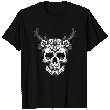 Discover Mystical Reverie: Horned Sugar Skull - Sugar Skull T Shirts