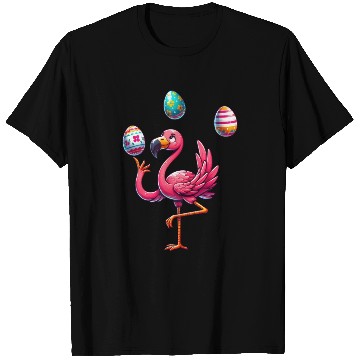 Discover Flamingo Juggler with Colorful Easter Eggs T Shirts