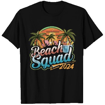Discover Beach Squad 2024 Tropical Sunset and Palm Trees T Shirts