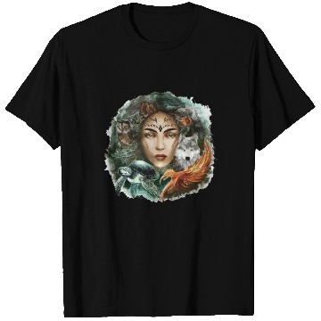 Discover Wildlife Tribal Wolf Owl Turtle Woman for a T Shirts