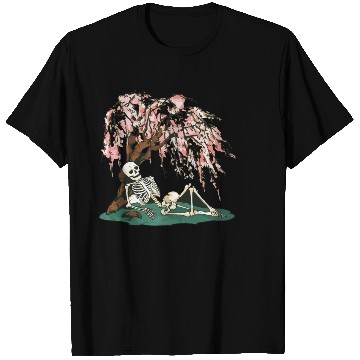 Discover Skeleton in Repose Under a Cherry Blossom Tree T Shirts