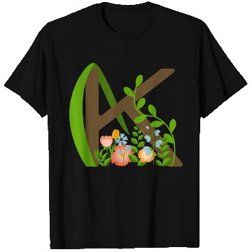 Discover Capital letter K monogram and wildflowers T Shirts