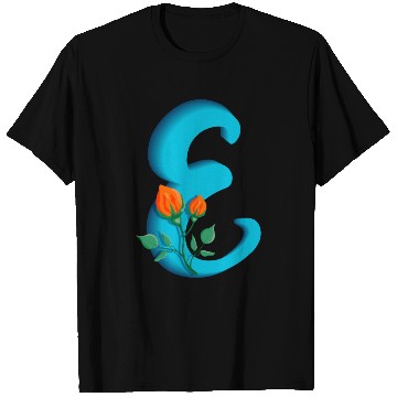 Discover Three dimensional capital letter E rose monogram T Shirts