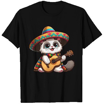 Discover Fiesta Cat Guitarist Cinco de Mayo T Shirts