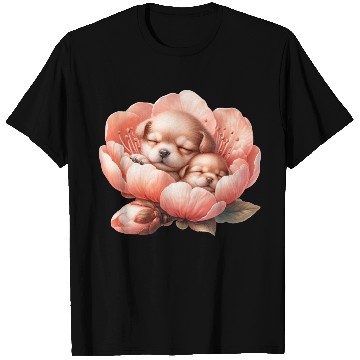 Discover Puppies Sleeping In Flower T Shirts