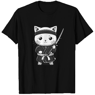 Discover Cat Kawaii Samurai Funny Gift T Shirts