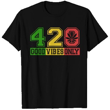 Discover Witty 420 GoodVibes Herb Weed Marijuana Design T Shirts