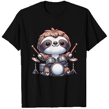Discover Cool Sloth Drummer Lazy Beats Design T Shirts