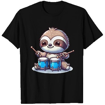 Discover Cool Sloth Drummer Lazy Vibes Design T Shirts