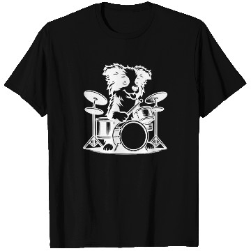 Discover Cool Border Collie Drummer Puppy Design T Shirts