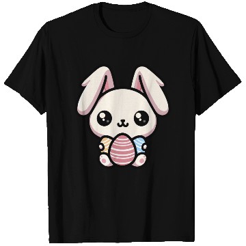 Discover Cute Kawaii chibi Easter Bunny With Eggs T Shirts