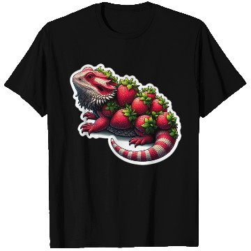 Discover Strawberry bearded dragon pattern T Shirts