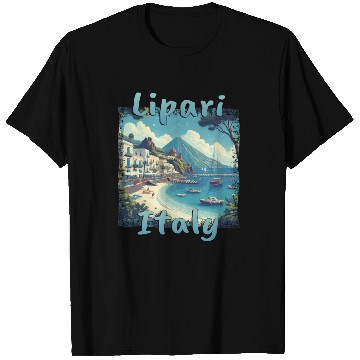 Discover Lipari Italy Grunge Beach Mountains T Shirts