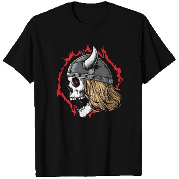 Discover Viking Skull Warrior Wearing Helmet T Shirts