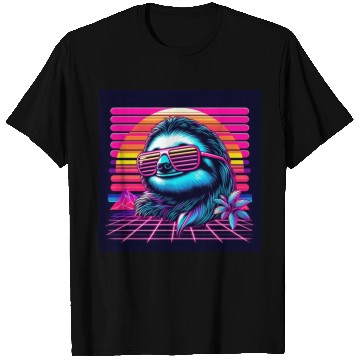 Discover Synthwave Retro 80's Sloth T Shirts