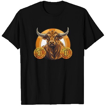 Discover Retro Crypto Currency Bull Bitcoin Blockchain T Shirts