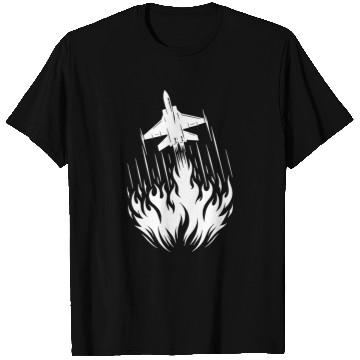 Discover Fighter Jet Model Airplane Fire Flames Flight T Shirts