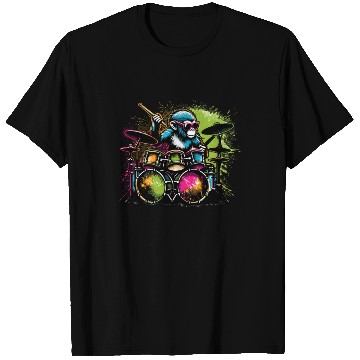 Discover Monkey Playing Drums Drum Drummer Drumming T Shirts