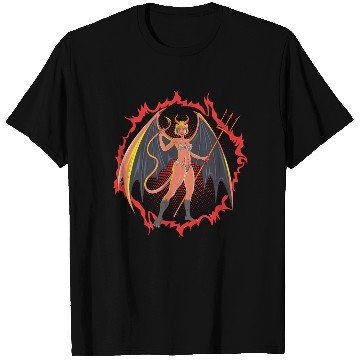 Discover Devil Girl With Huge Wings And Pitchfork T Shirts