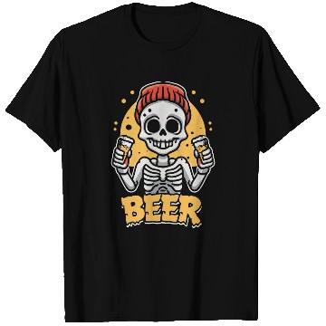 Discover Skeleton drinking beer T Shirts design premium