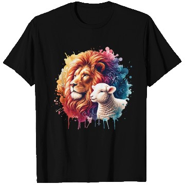 Discover Lion and Lamb Christian Watercolor Design T Shirts