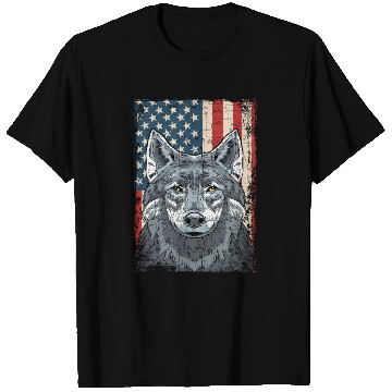 Discover Wolf 4th of July American Flag Howling Wolves T Shirts