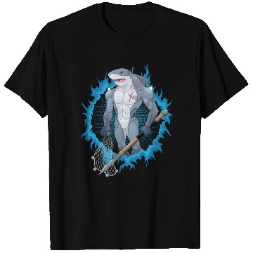 Discover Shark Mutant With Blue Fire Background T Shirts