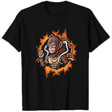 Discover Goddes Ape With Halftone Fire Background T Shirts
